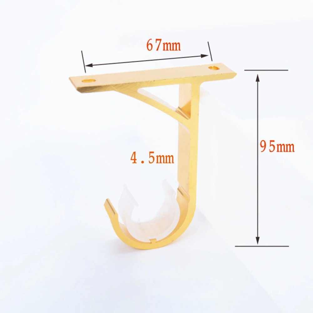 2Pcs Curtain Rods Aluminium Alloy Bracket Bases Mounting Bracket Wall Hook Accessories Golden