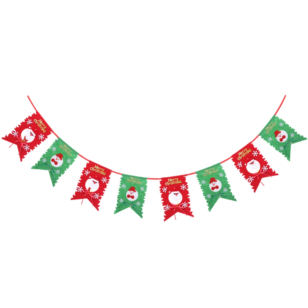 2PCS 2.6 Meters Christmas Santa Snowman Snowflakes Pattern Garland Bunting Banners Flags Christmas Door Wall Hanging Decoration Ornaments Home Office Party Decor