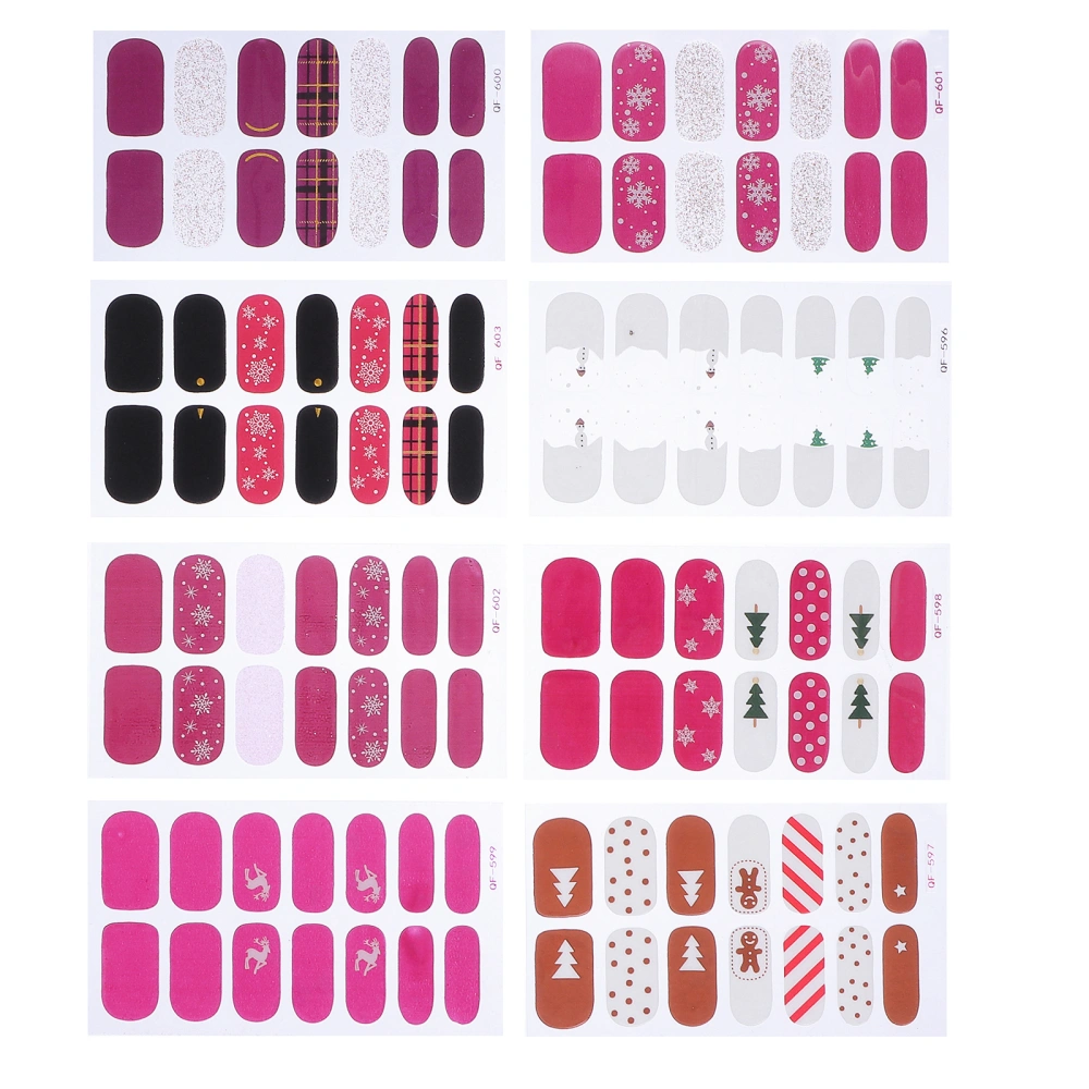 8 Sheets Nail Art Christmas Nail Stickers Festive Nail Decoration Decals