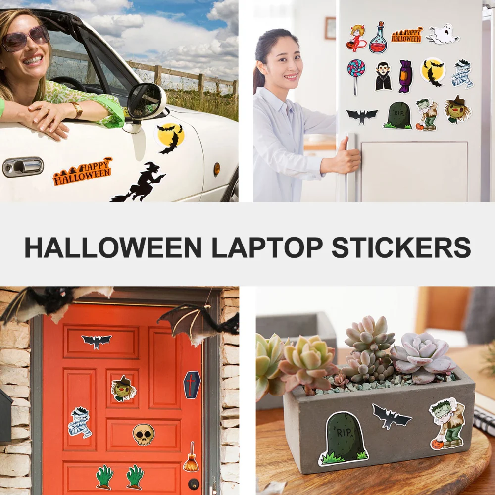 100 Sheets Halloween Stickers Cartoon Laptop Stickers Car Luggage Decals