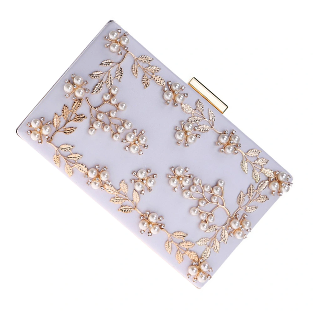 1pc Flower Evening Bag Handbag Wedding Party Handbag Clutch Bag Purse for Women Ladies (White)