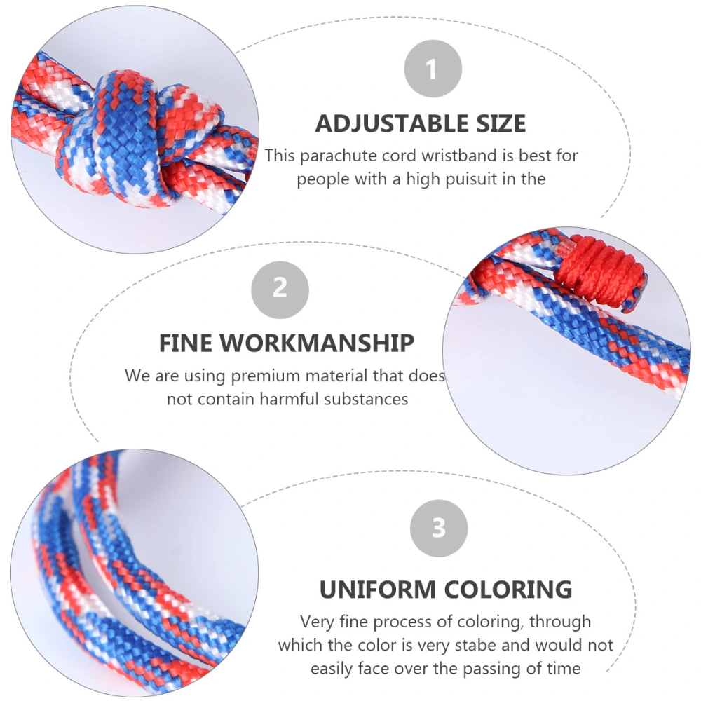 1Pc Parachute Cord Wristband Cloth Fabric Bracelet Fabric Wirstlet Unisex Hand Ring (Blue)