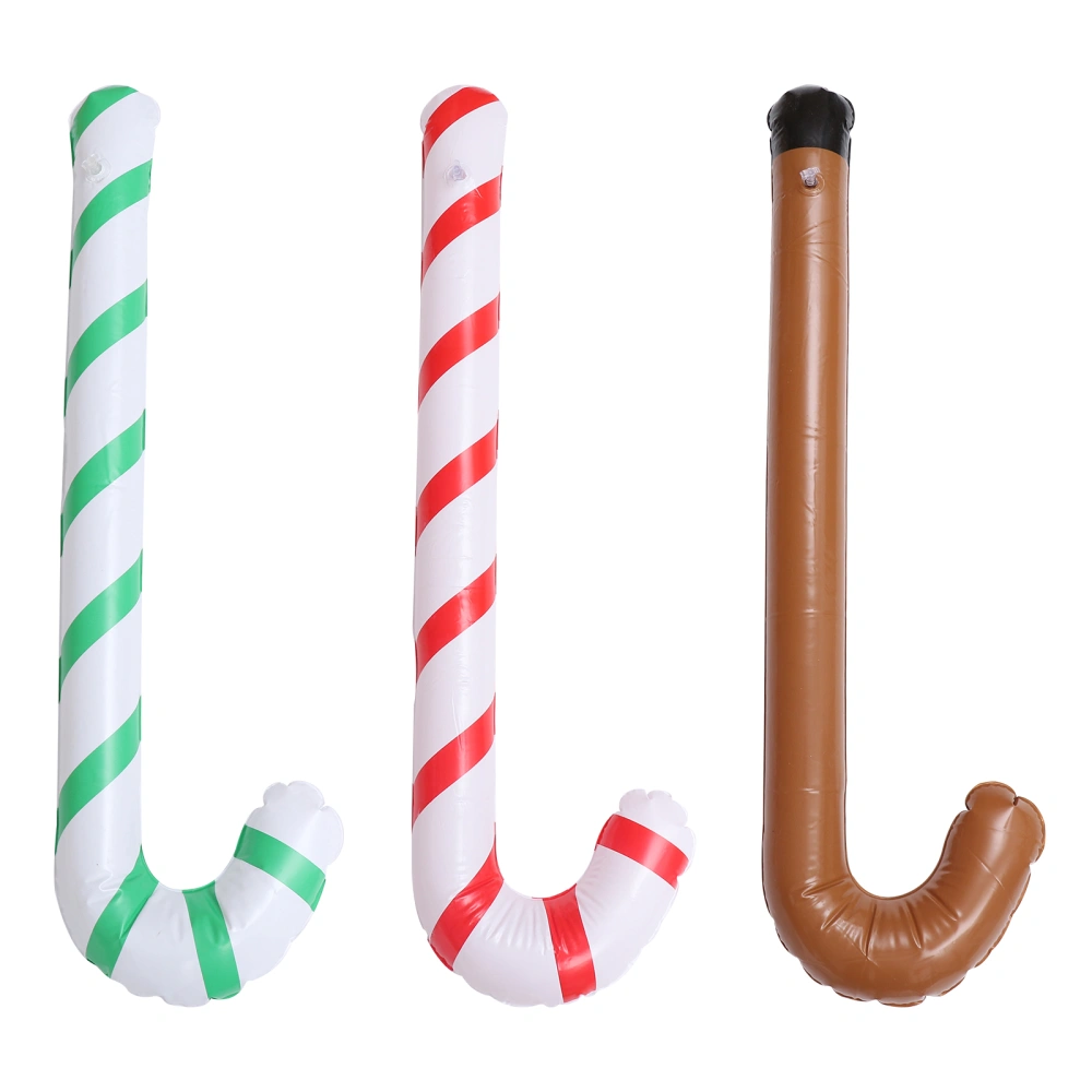 3Pcs Lovely PVC Canes Christmas Inflatable Walking Sticks Toys Crutch Playthings