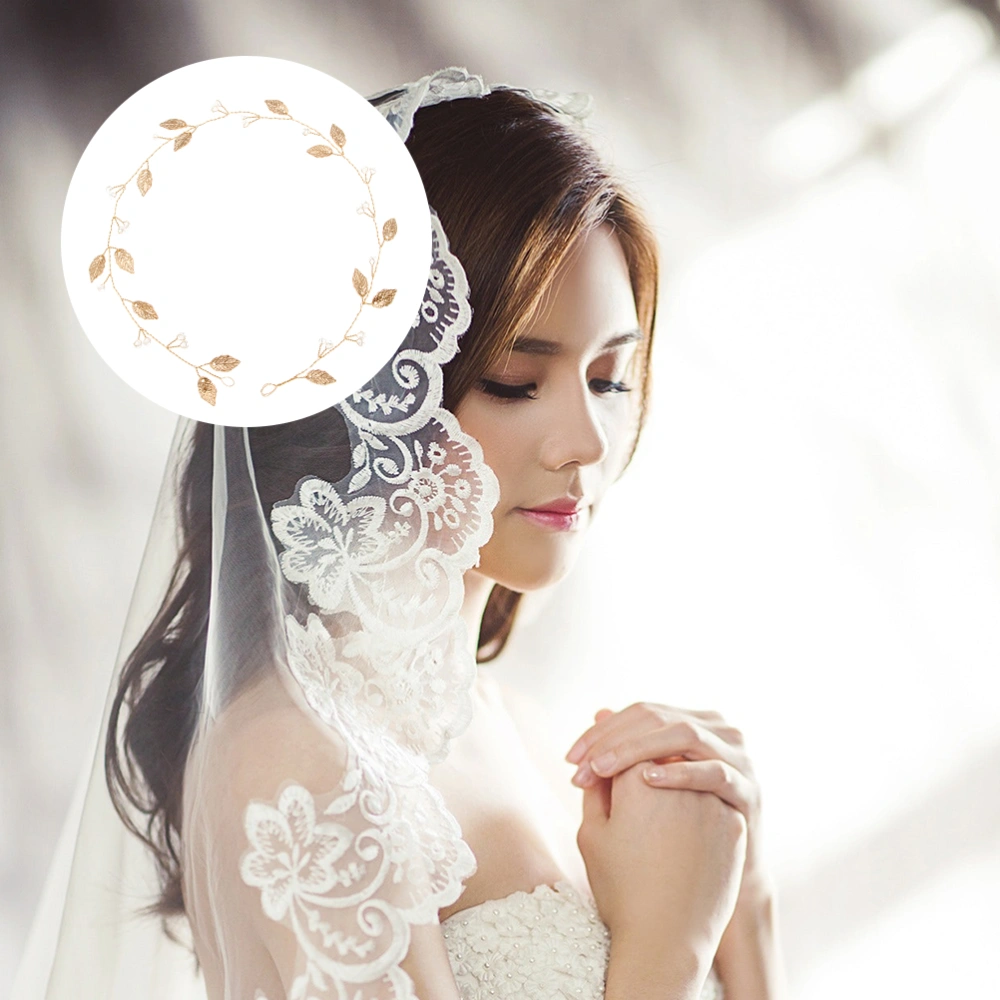 1Pc Bridal Headdress Alloy Leaf Hair Band Hair Decoration Wedding Headwear