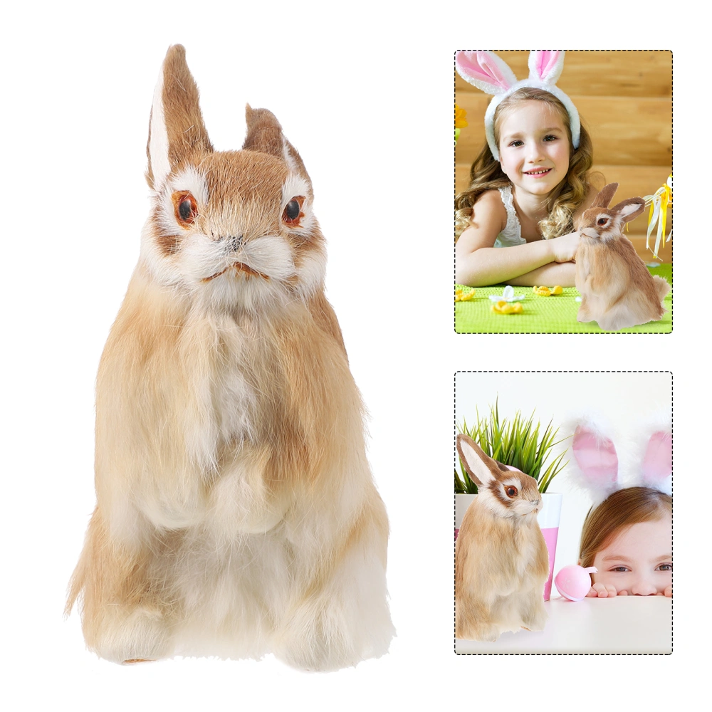 1Pc Realistic Rabbit Statue Lifelike Bunny Figurine Desktop Ornament for Home