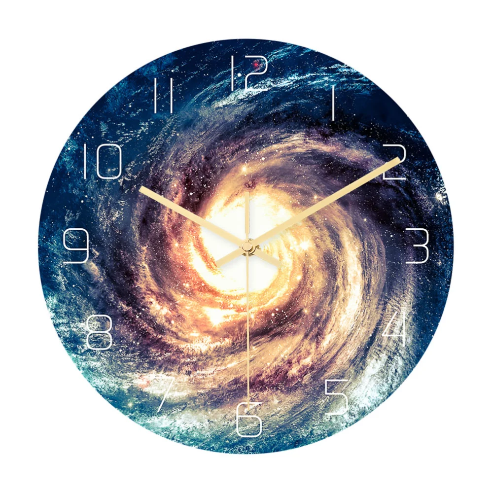 Cosmic Starry Pattern Wall Clock Acrylic Silent Movement Bedroom Living Room Decoration Clock without Battery No.CC018