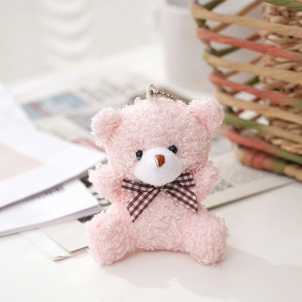 4Pcs Bear Animal Plush Dolls Cartoon Bear Pendants Plush Bear Keychains Hanging Plush Bear