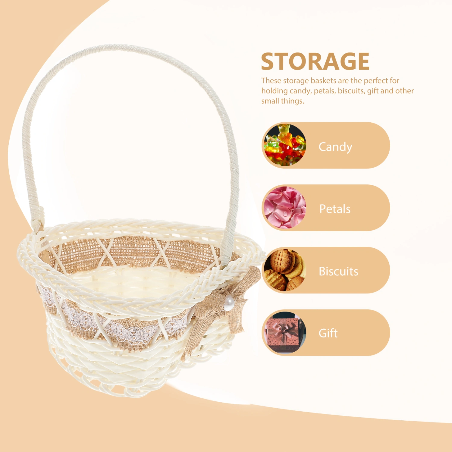 Wedding Basket Petal Storage Basket Handheld Flower Basket Heart Shape Basket