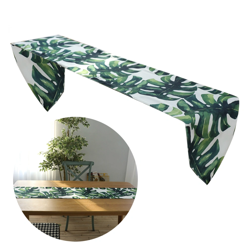 1pcs 30 x 80cm Waterproof Table Cloth Monstera Pattern Nordic Fresh Plant Style Table Cloth