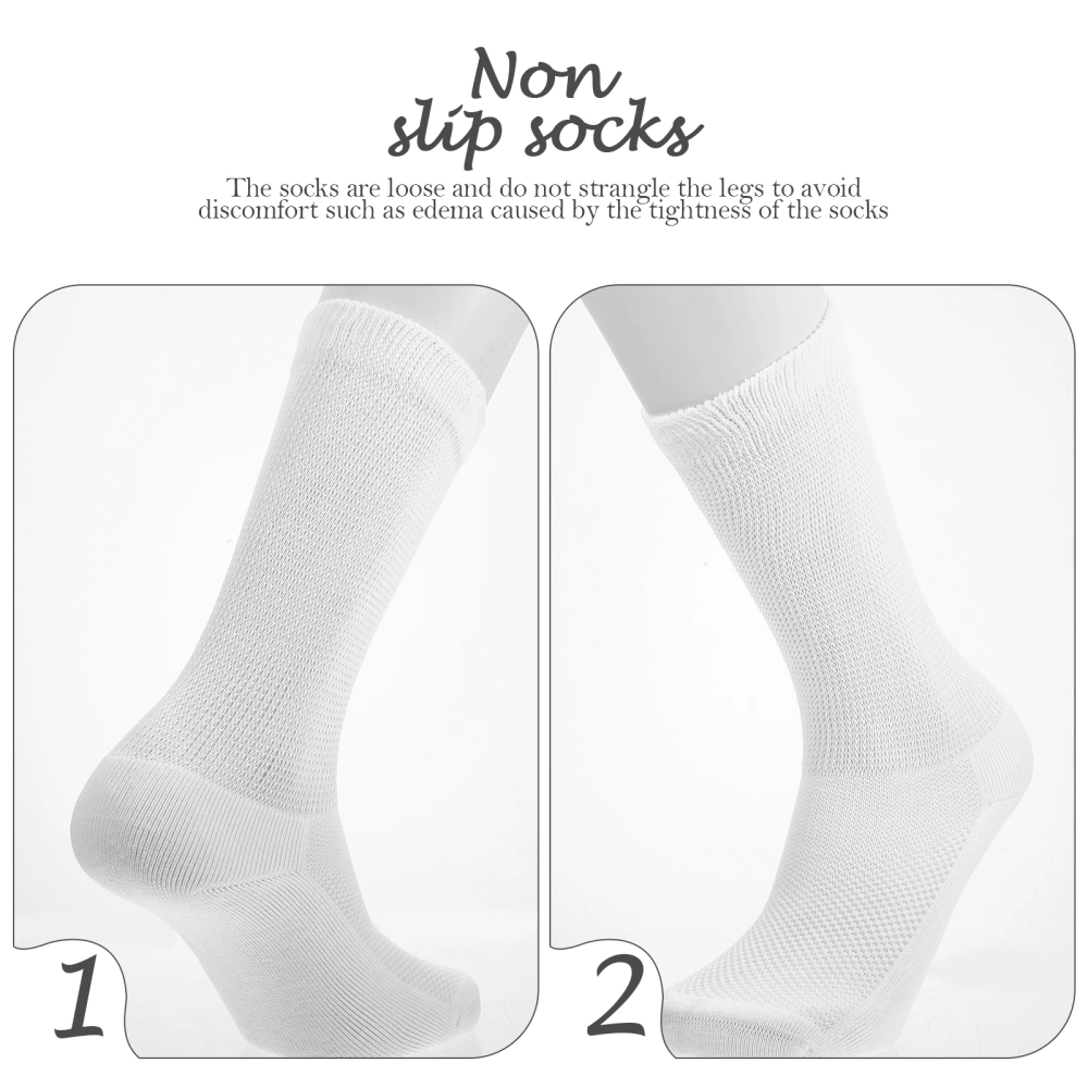 4Pcs Men Diabetic Calf Socks Non-Binding Hospital Socks Cotton Nursing Socks