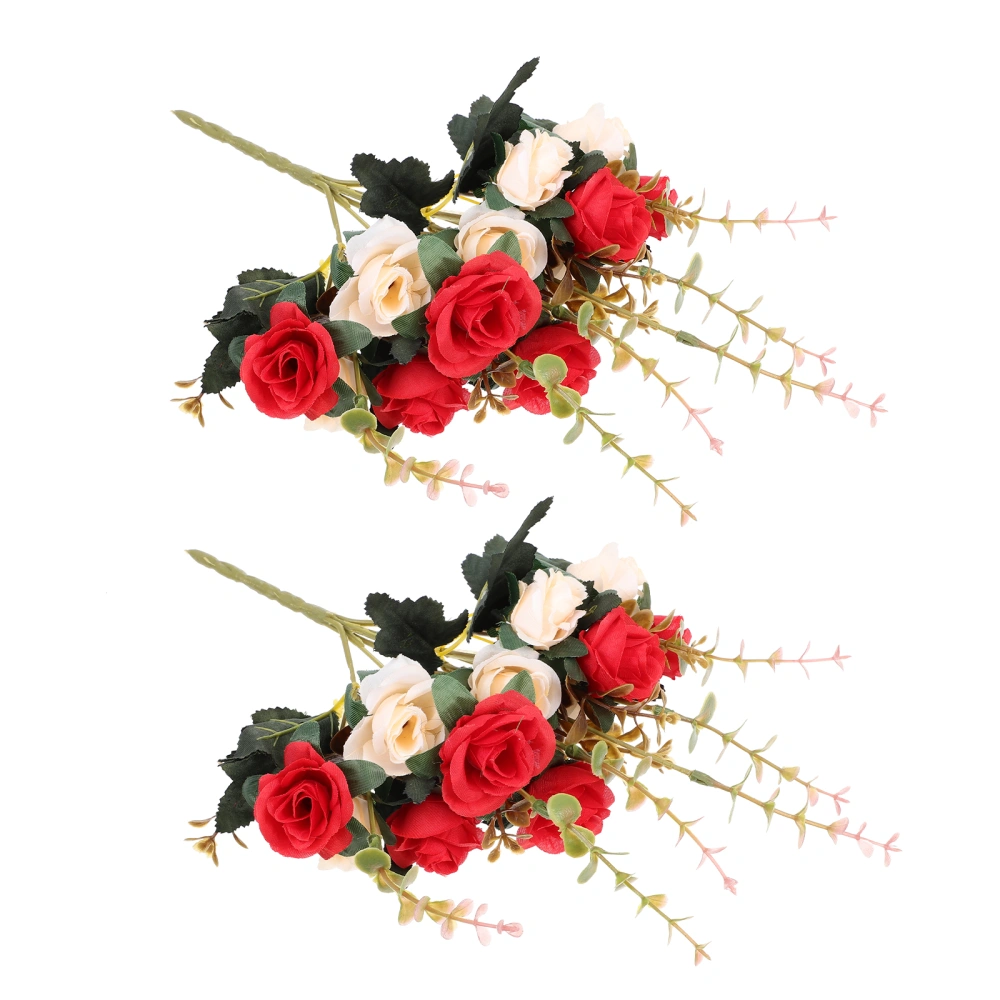 2pcs Realistic Simulation Rose Decors Flower Arrangement Rose Props Home Decors