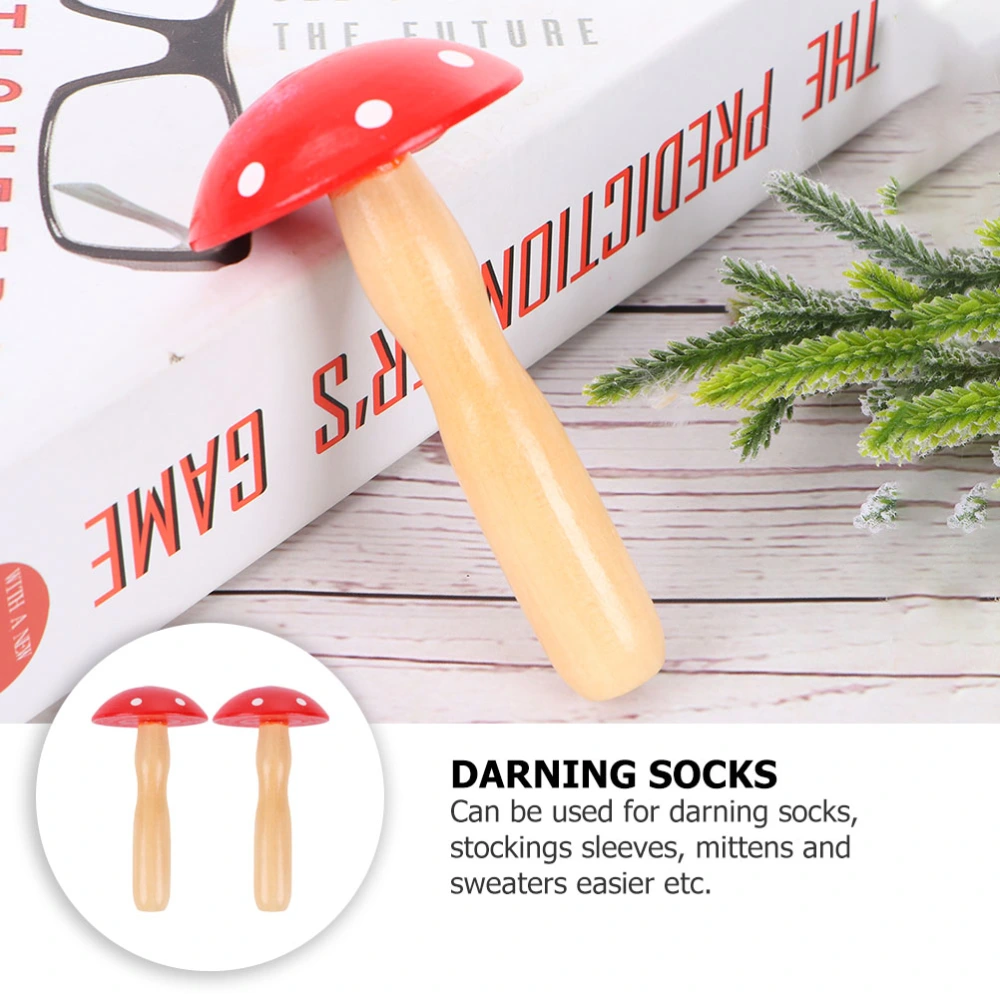 2Pcs Wooden Darning Mushroom DIY Darning Tool Useful Sewing Tool for Home