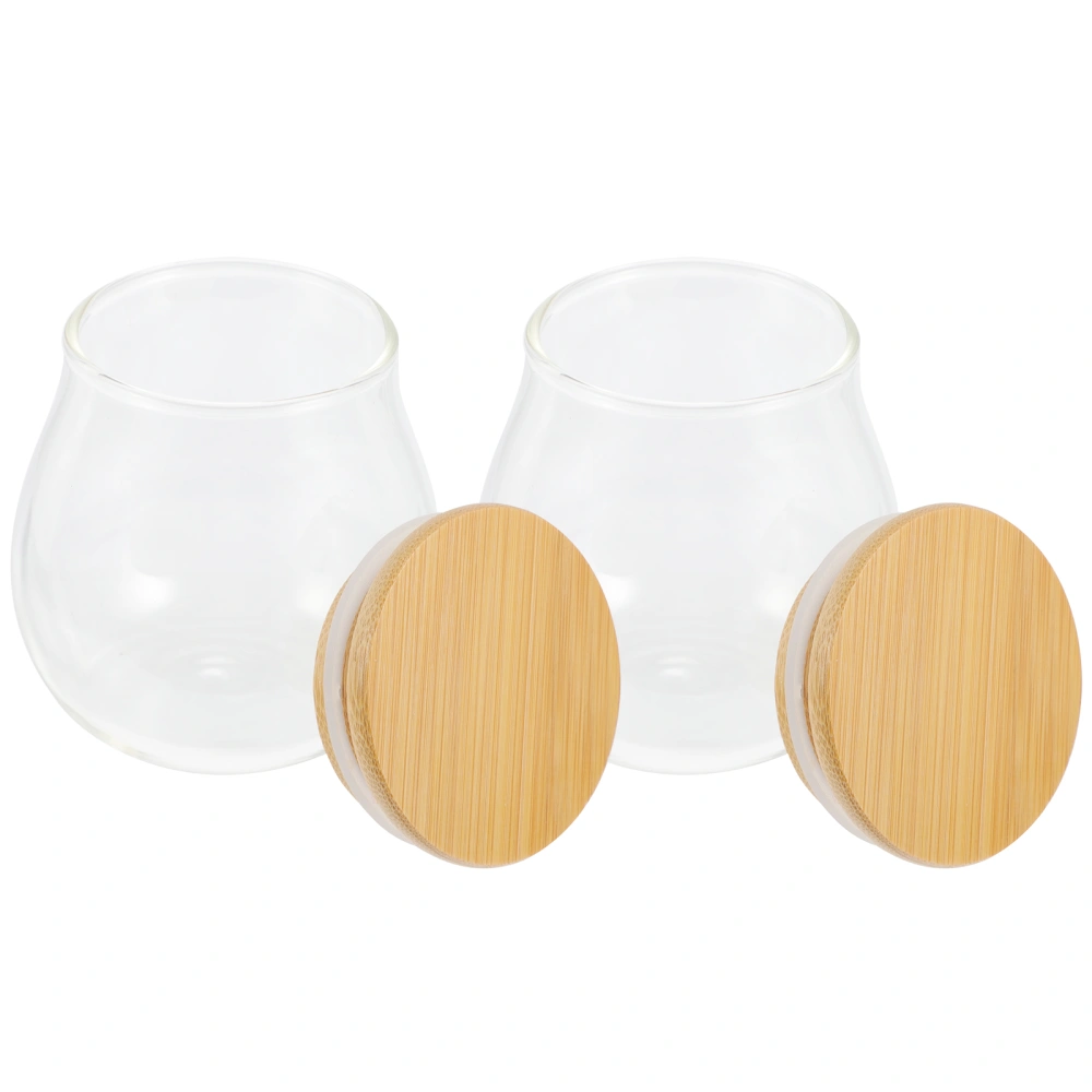 2pcs Small Sealing Glass Storage Bottles Honey Tea Storage Containers Glass Jars