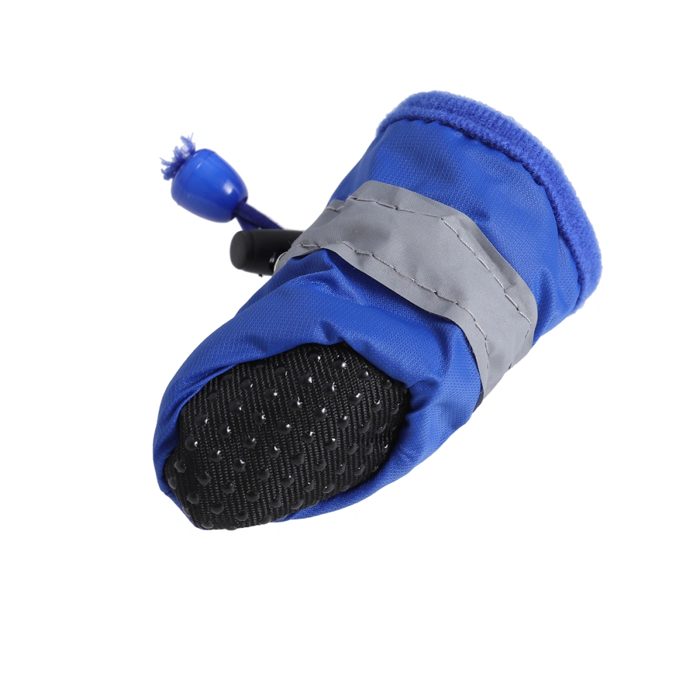 4 Pcs Waterproof Anti Dog Boots All Seasons Pet Booties For Small to Medium Dogs Size XS (Blue)