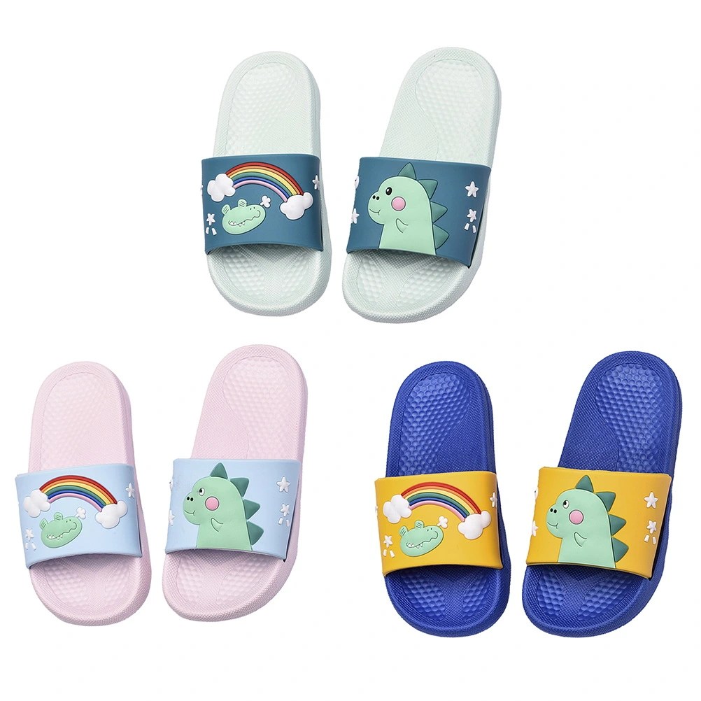 1 Pair of Kids Slippers Cartoon Dinosaur Lovely Anti-slip Summer Slippers Children Footwear - Size 24/25 10.5US 10UK 27.5EU (Pink)