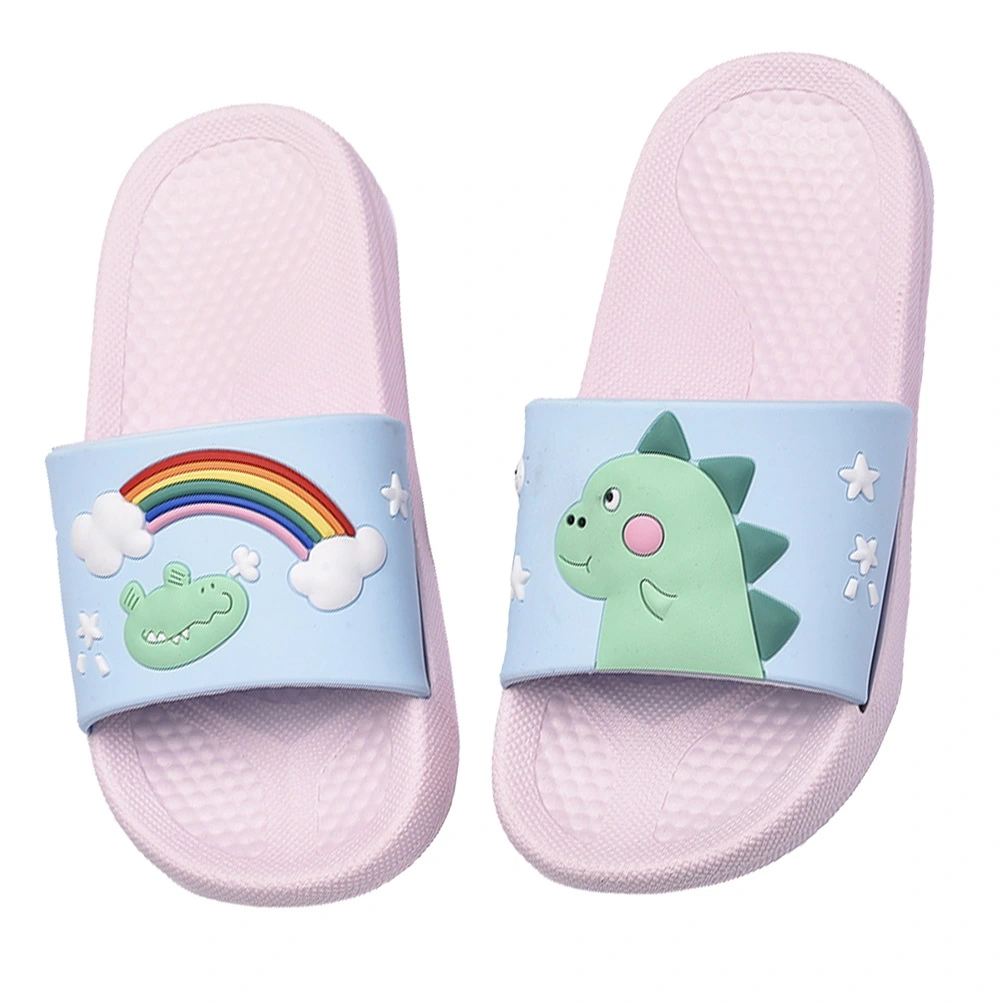 1 Pair of Kids Slippers Cartoon Dinosaur Lovely Anti-slip Summer Slippers Children Footwear - Size 24/25 10.5US 10UK 27.5EU (Pink)