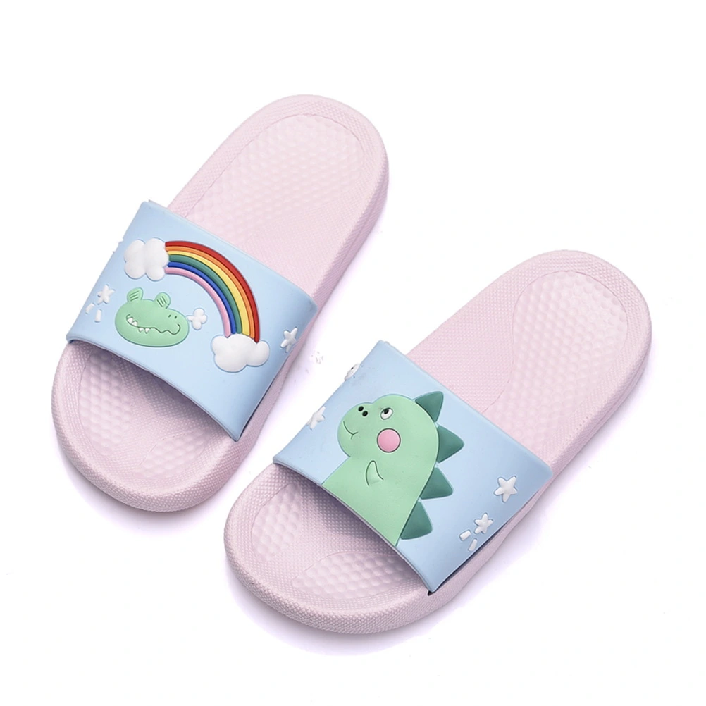 1 Pair of Kids Slippers Cartoon Dinosaur Lovely Anti-slip Summer Slippers Children Footwear - Size 24/25 10.5US 10UK 27.5EU (Pink)