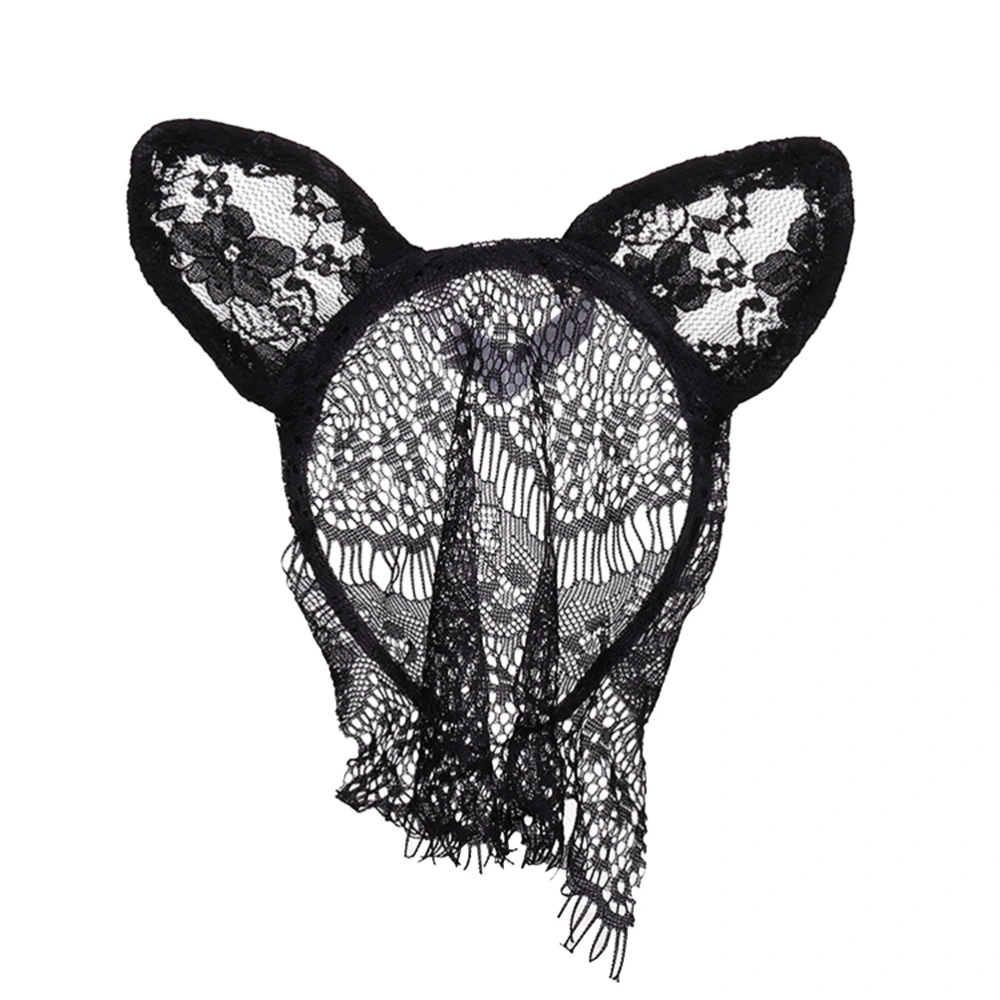 Cat Headpiece Sexy Lace Headware Mask Veil Headband Party Decor for Nightclubs Masquerade Halloween Christmas