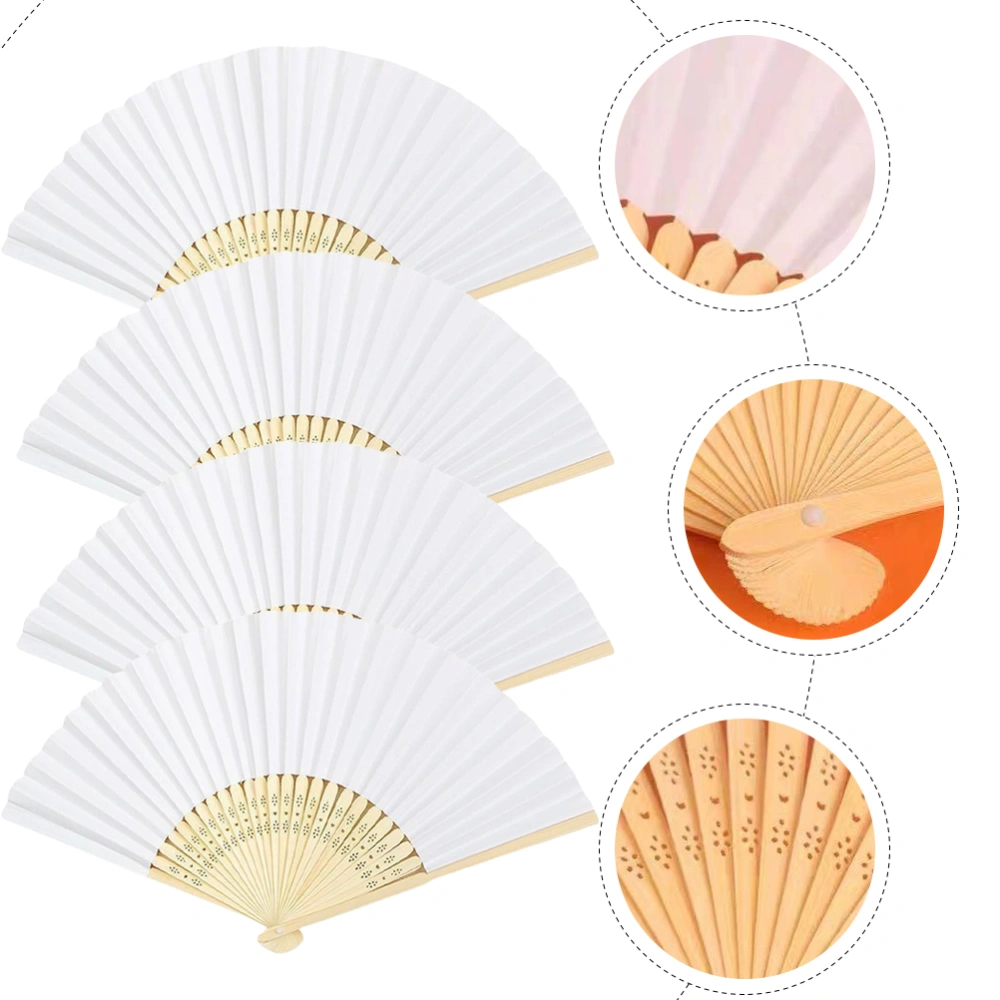 6Pcs Bamboo Paper Fans Calligraphy Practice Fans DIY Blank Folding Fans Home Decorations