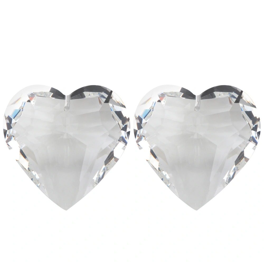 2pcs 45mm Heart-shaped Transparent Crystal Pendant Ceiling Ornament DIY Shiny Door Window Hanging Wedding Party Decor