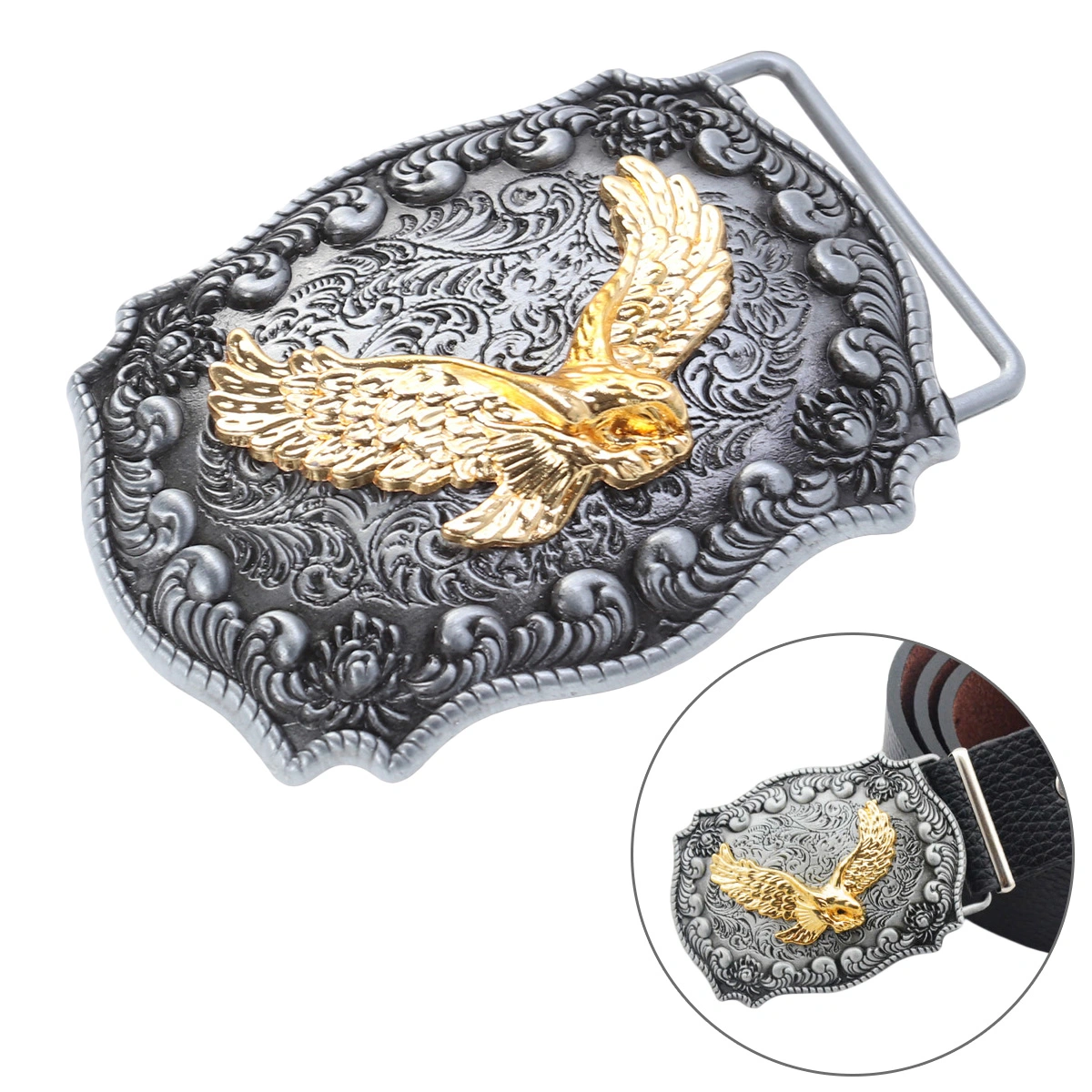 Golden Eagle Belt Buckle Handmade Frame Fashion Belt Buckle (Eagle Feet Shrinked)