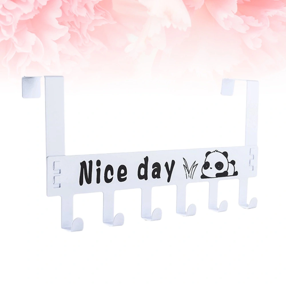 2PCS Punch Free Creative Iron Door Hook NICE DAY Letters Storage Rack Clothes Hat Key Hanger (Panda, White)