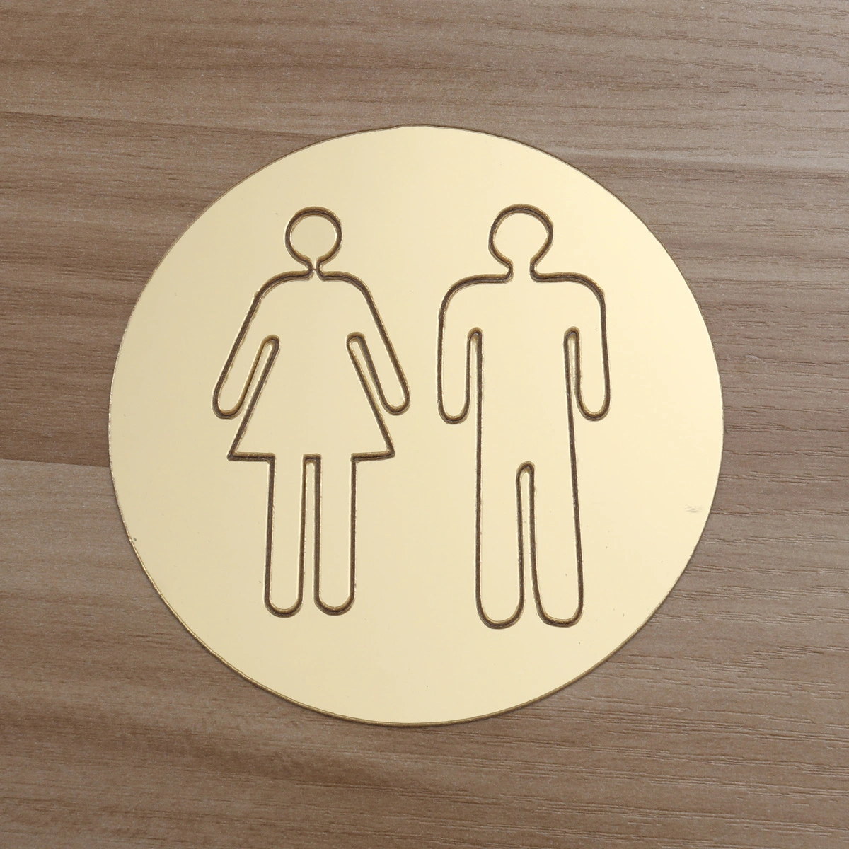 Removable 3D Mirror Public Toilet Restroom Sign Men Women Wall Art Stickers for Bar School (Gold)