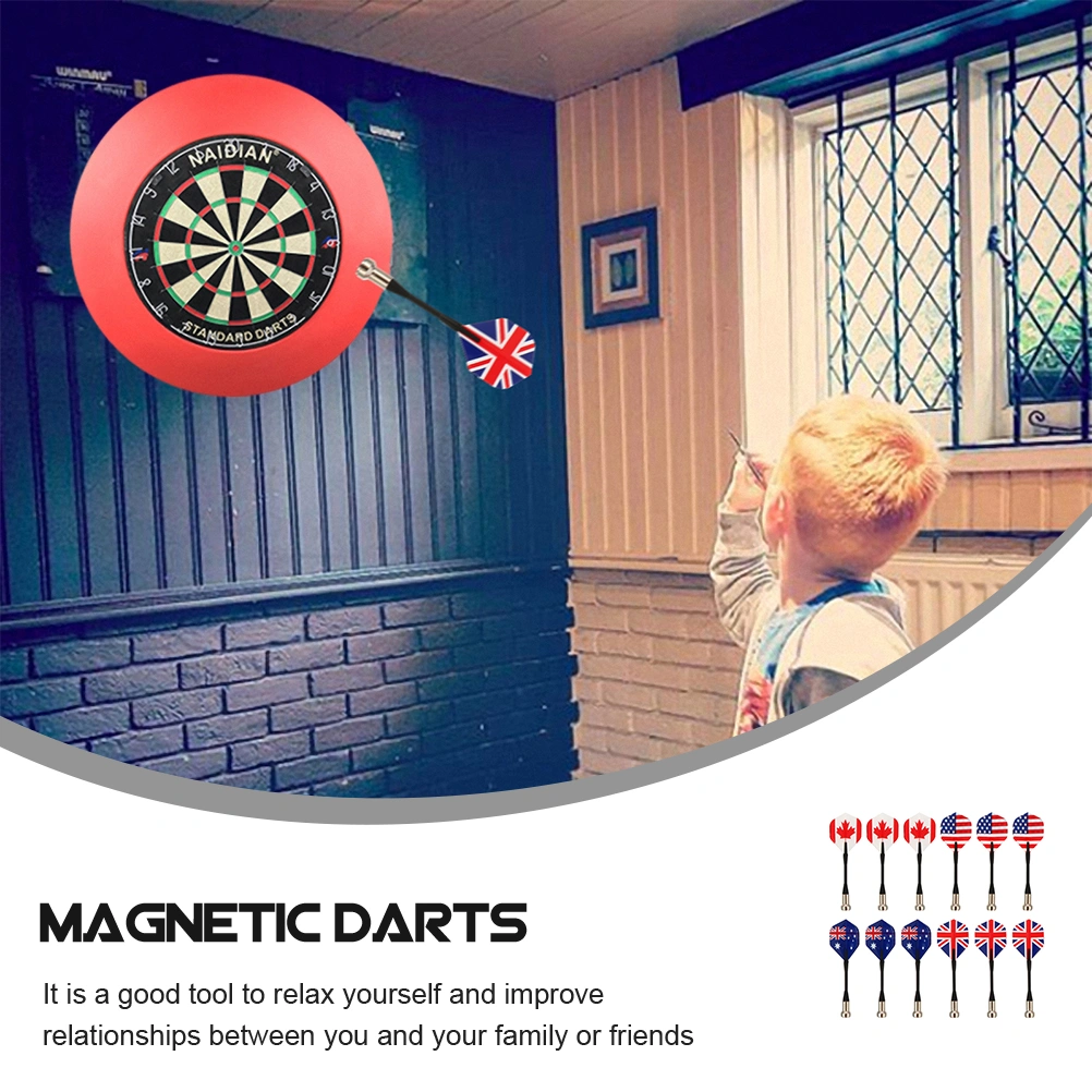 12pcs Magnetic Darts Safety Kids Darts Flag Pattern Darts for Target Game