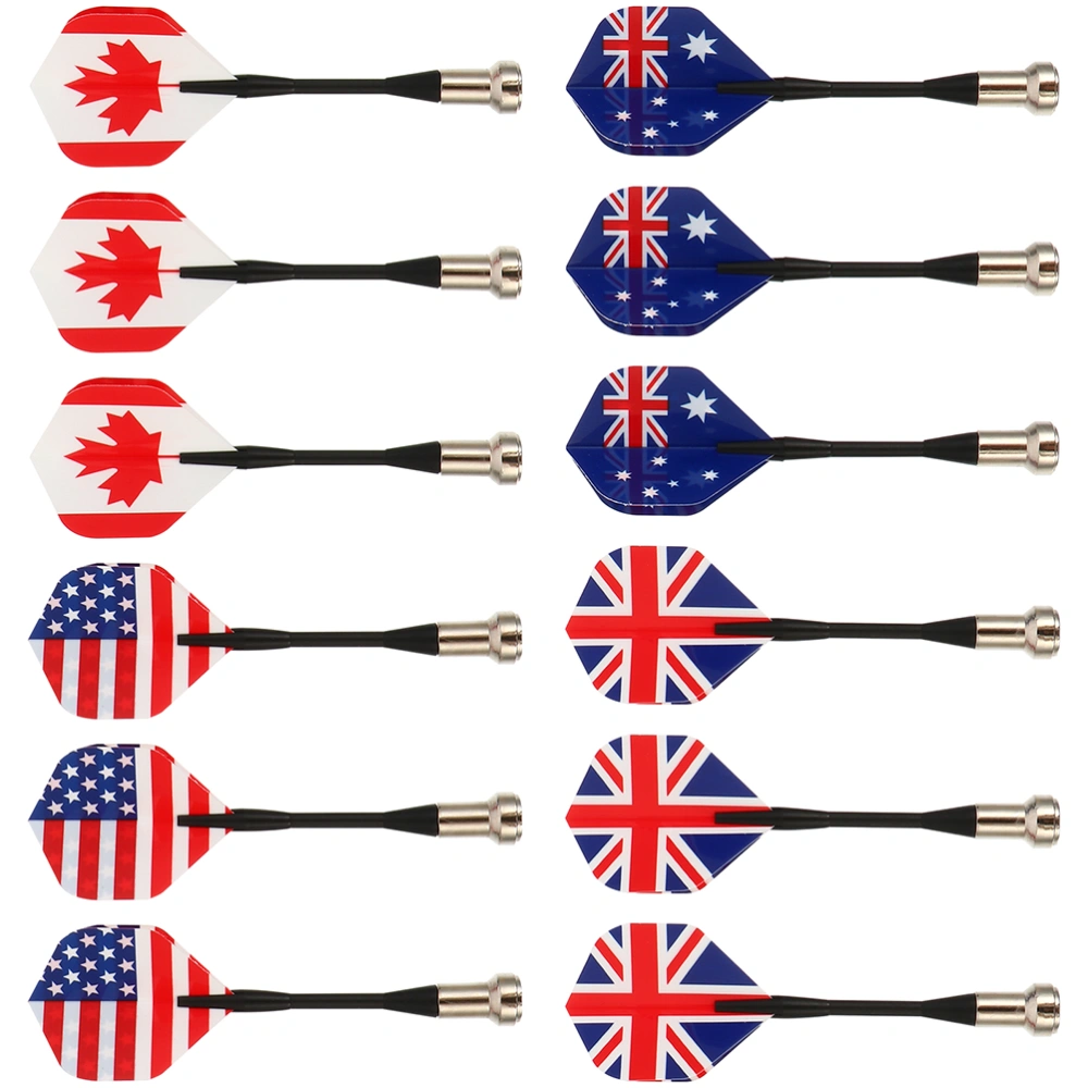 12pcs Magnetic Darts Safety Kids Darts Flag Pattern Darts for Target Game