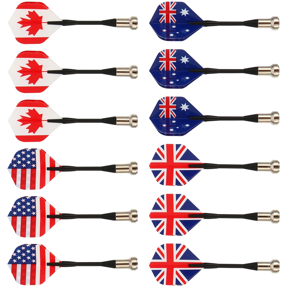 12pcs Magnetic Darts Safety Kids Darts Flag Pattern Darts for Target Game