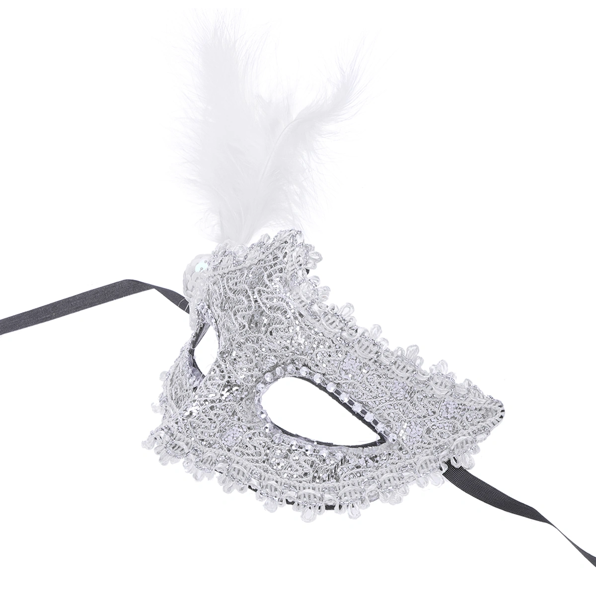 Halloween  Half Face Mask Costume Prop Mask for Masquerade Cosply Costume Party Performance Dancing Party(White)