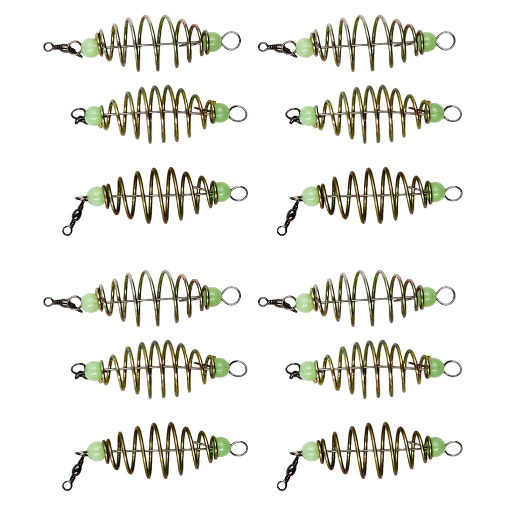 24Pcs Spring Fishing Bait Cage Olive Shape Fishing Bait Cage Fishing Accessories