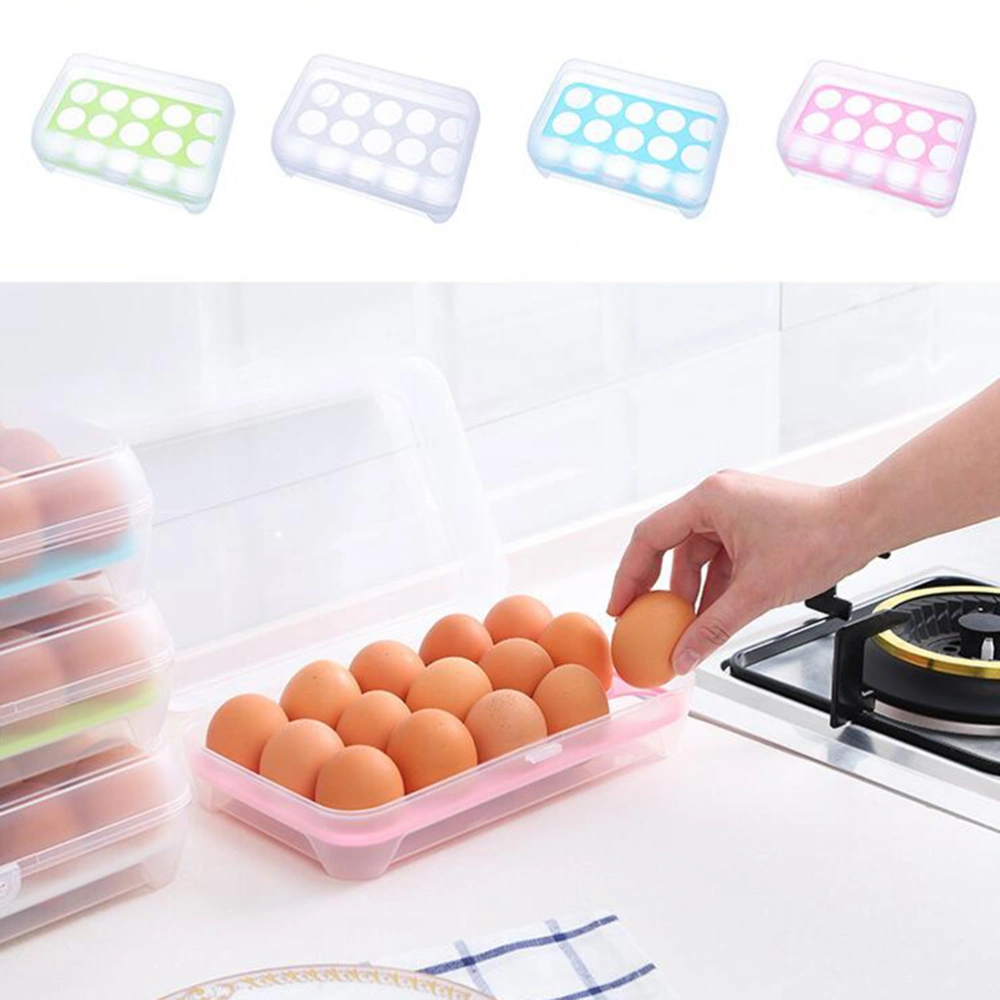 2pcs 15 Grids Transparent Plastic Eggs Storage Box Anti-collision Egg  Holder Container Eggs Case Tray (White)