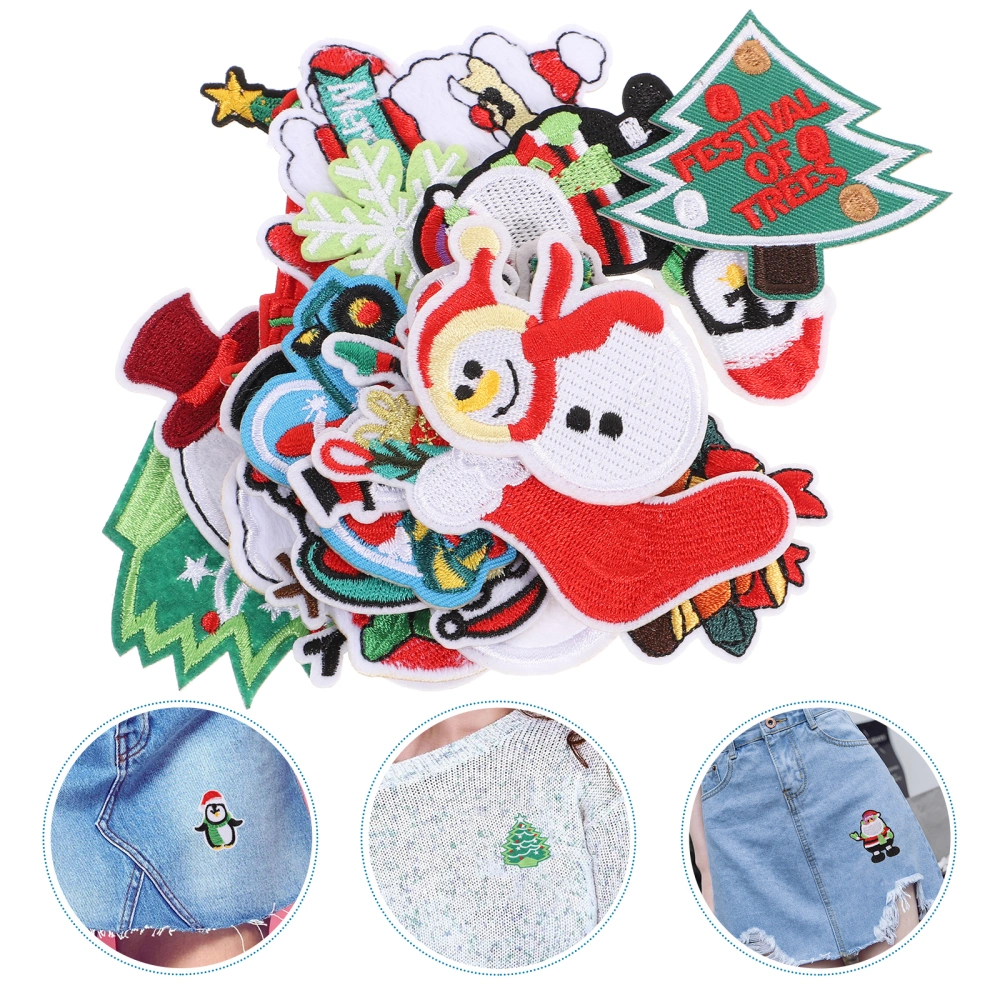 18pcs Embroidery Applique Adhesive Patches DIY Sticker for Jackets Jeans Bags Clothing Arts Crafts Decoration Denim Piece - Christmas Theme