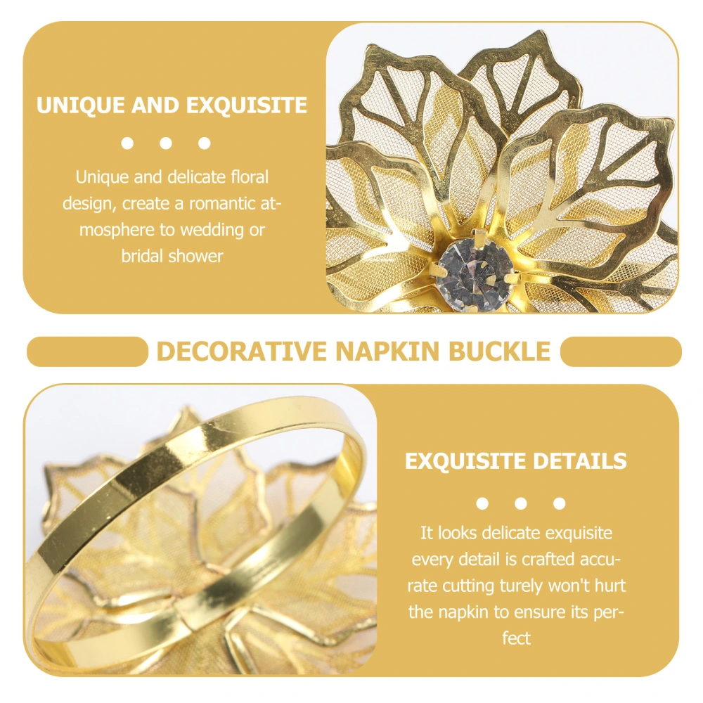 8pcs Flower Napkin Rings Decorative Napkin Holders for Wedding Banquet Dinner Party Table Decoration (Golden)