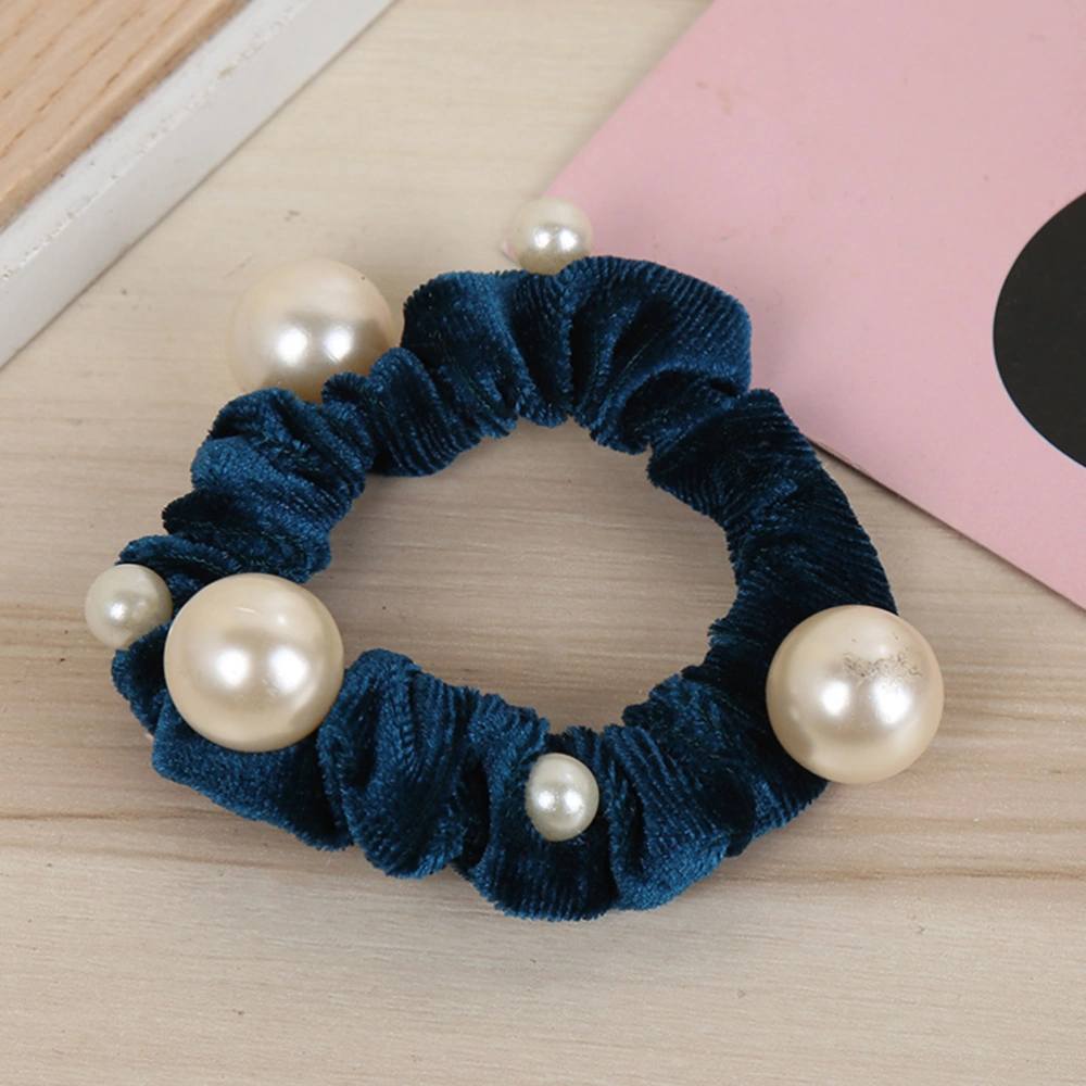 10pcs Hair Loop Ponytail Hair Ring Pearl  Headdress Colorful Hair Bands