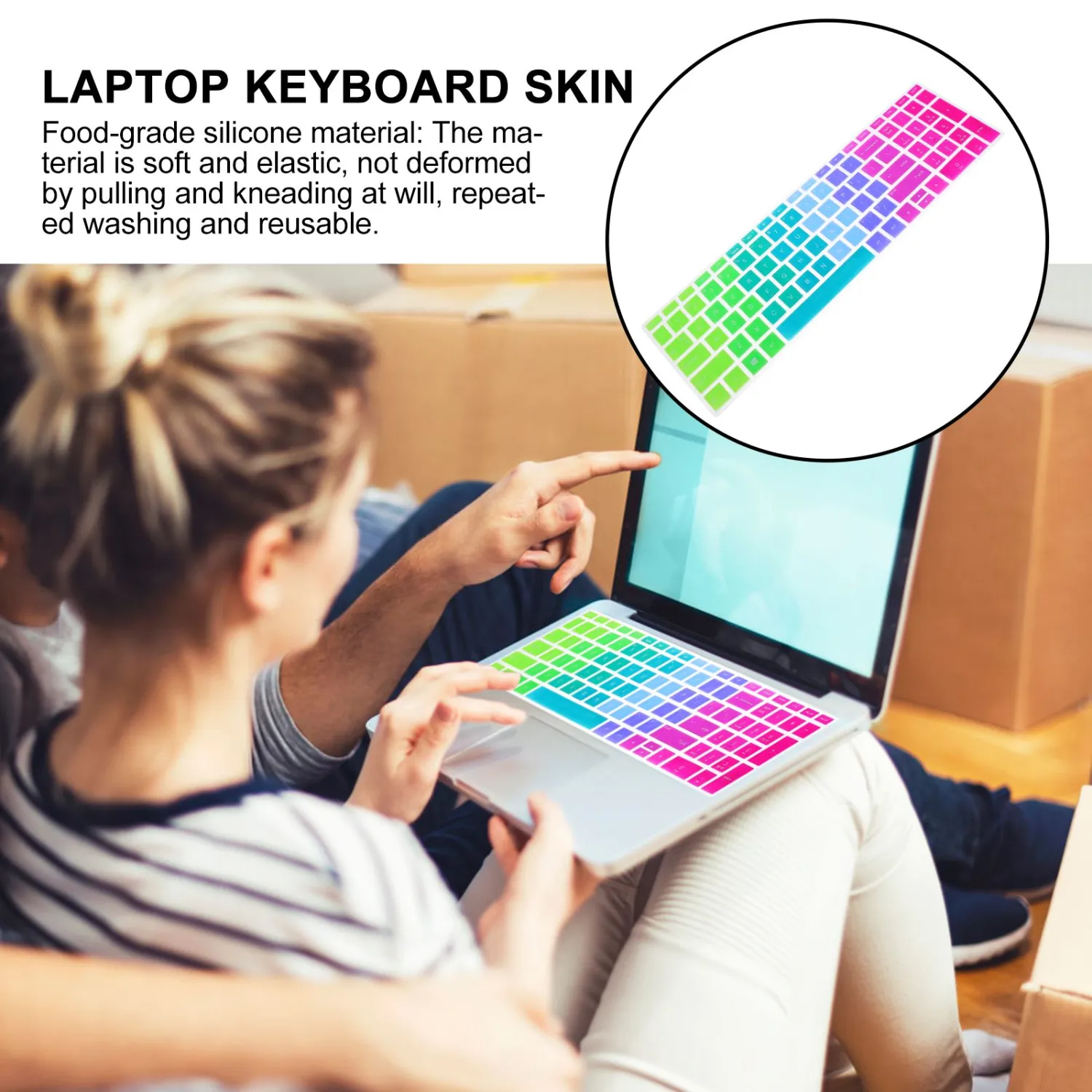 Keyboard Protector Compatible For Hp 15-bf Waterproof Dustproof Gradient Cover