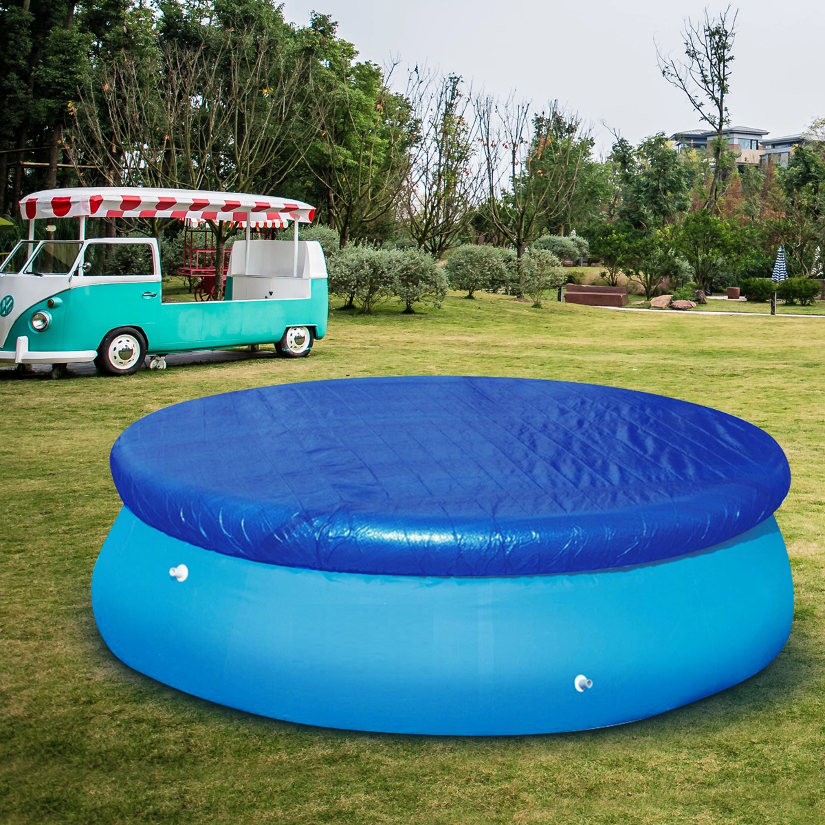GARNECK 366cm/12ft Diameter Round Easy Set Pool Cover for Frame Pools Inflatable Swimming Fast Set Pool
