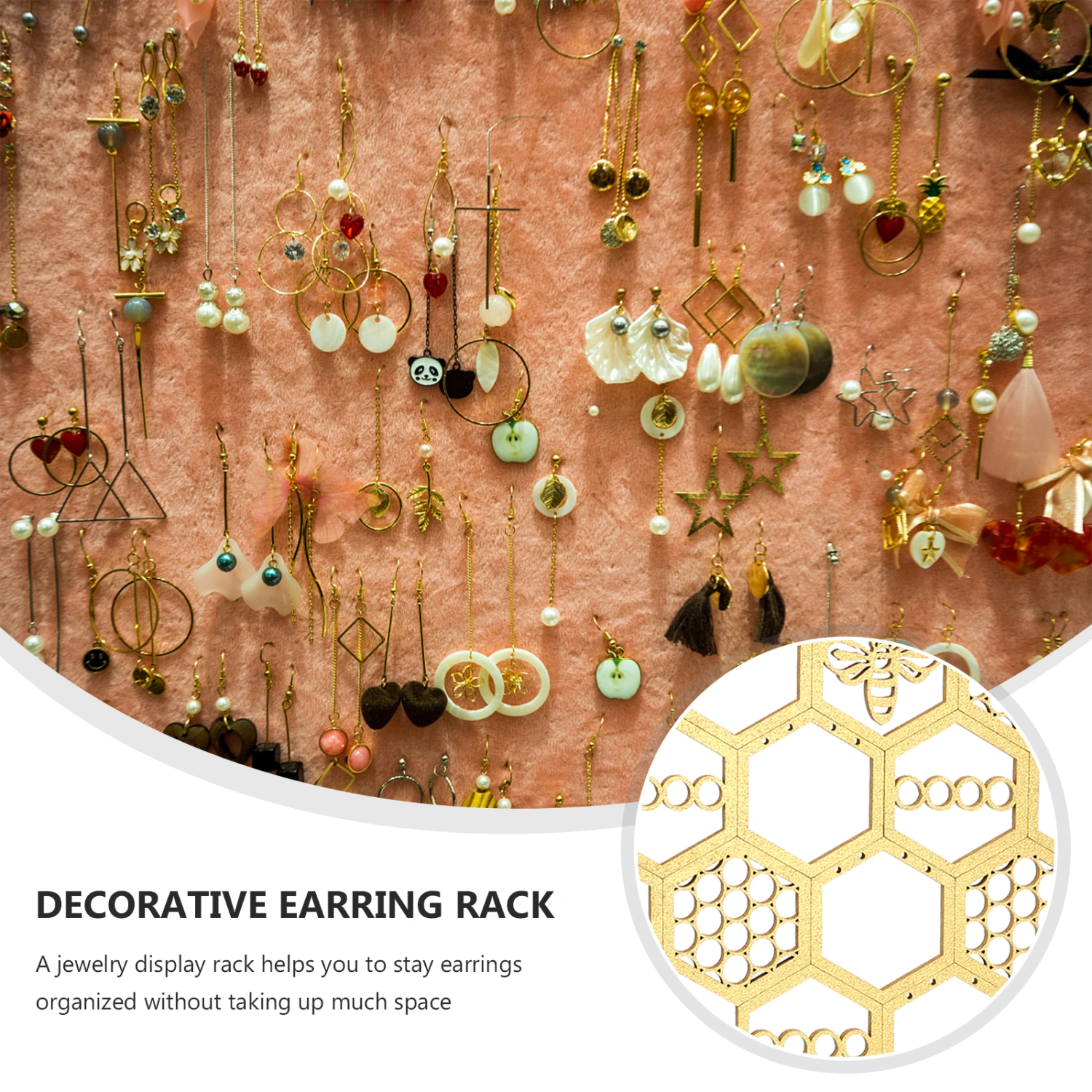 Household Hanging Jewelry Rack Honeycomb Design Jewelry Earring Display Rack