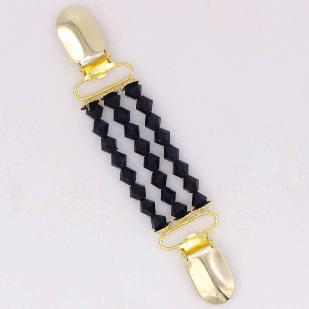 2PCS Cardigan Clips Creative Fashion Clothing Plating Gold Duckbill Buckles Pearl Sweater Clips Chain Buckles (Black and White)