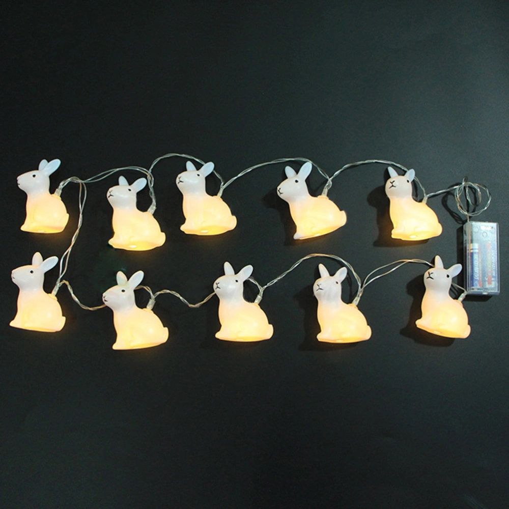 Battery Powered 10 LED White Bunny Lights String Party Decorative Rabbit String Lights (Warm White Light)