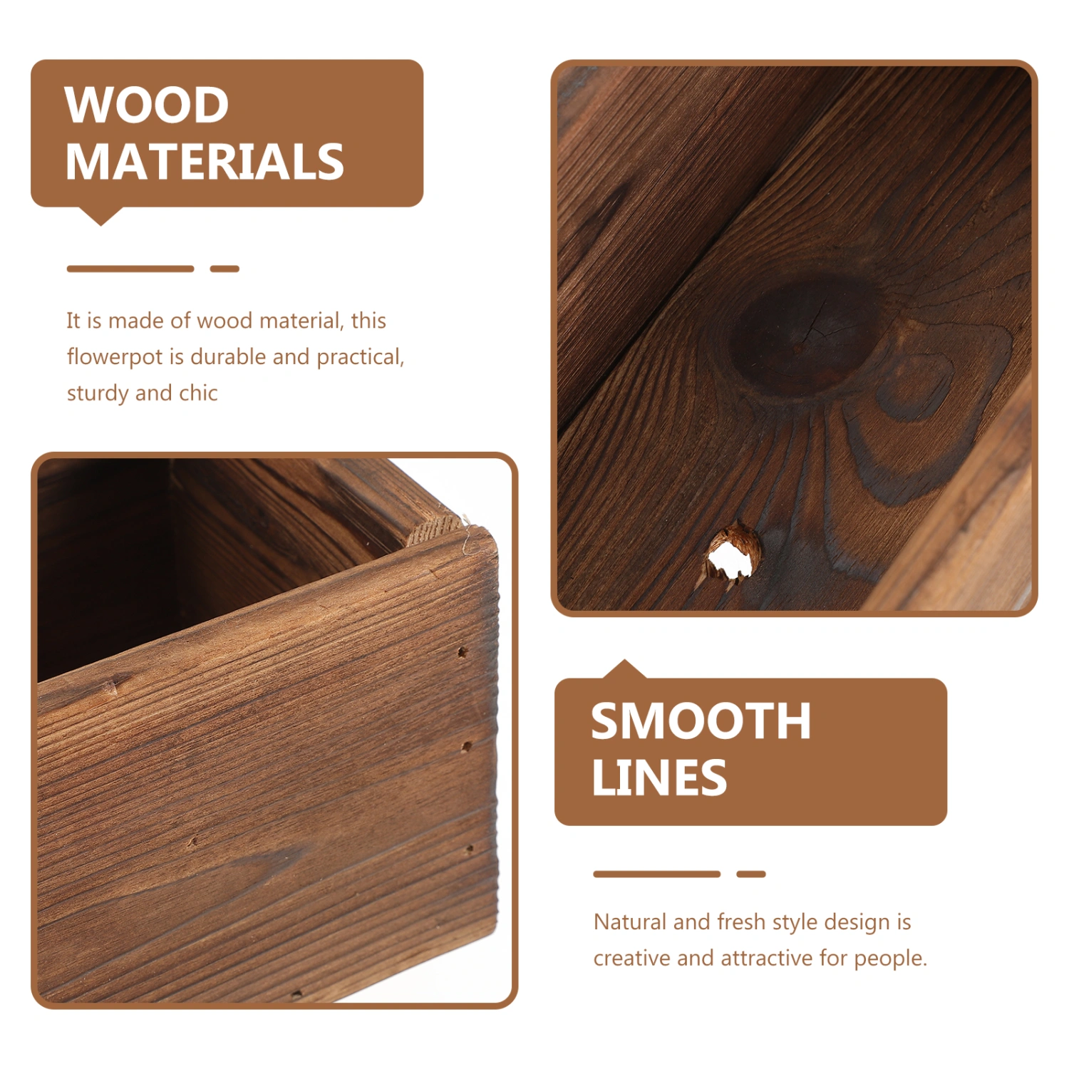 Wooden Flower Planters Patio Planters Flower Pots Plant Pot for Garden