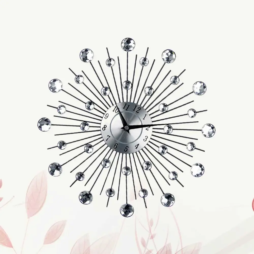 Crystal Wall Clock Personality Artistic Wall Clock Silver Iron Wall Clock Decorative Wall Clock