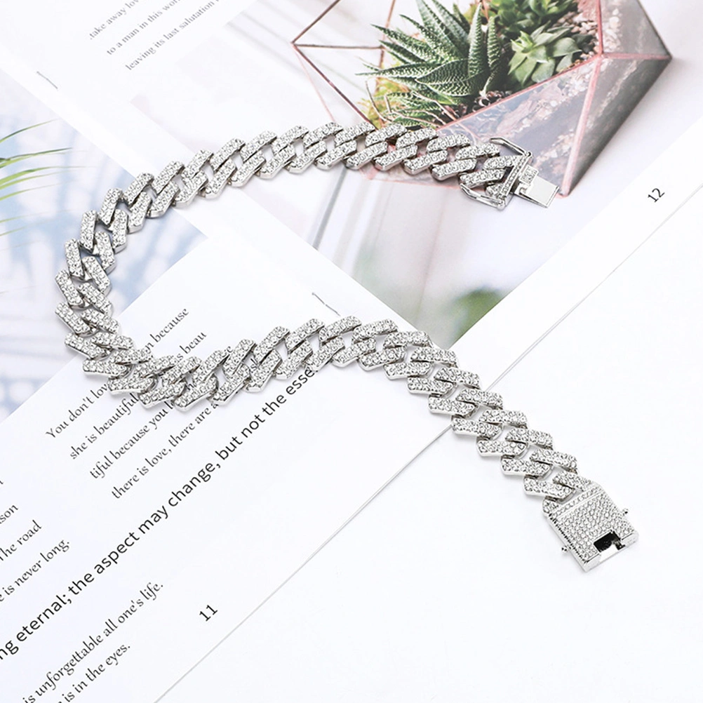Rhinestone Cuban Link Chain Bracelet Stackable Link Chain Bracelet for Men Women