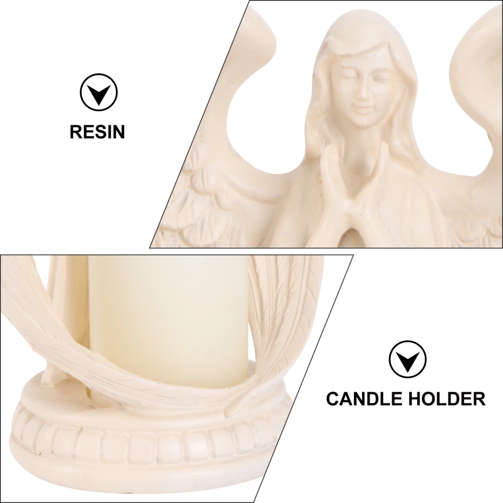 1Pc Angel Candle Holder Electronic Candlestick Praying Wings Angel Figurine