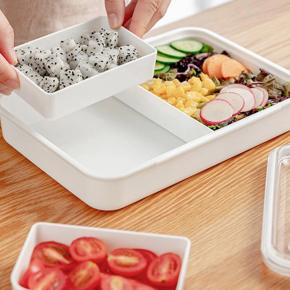 1Pc Lunch Box Compartment Bento Container Portable Single Layer Food Box (White)