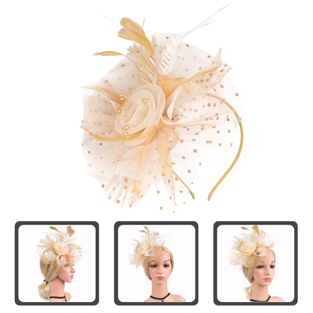 Tea Party Fascinator Hat Wedding Bride Feathering Headband Banquet Headpiece