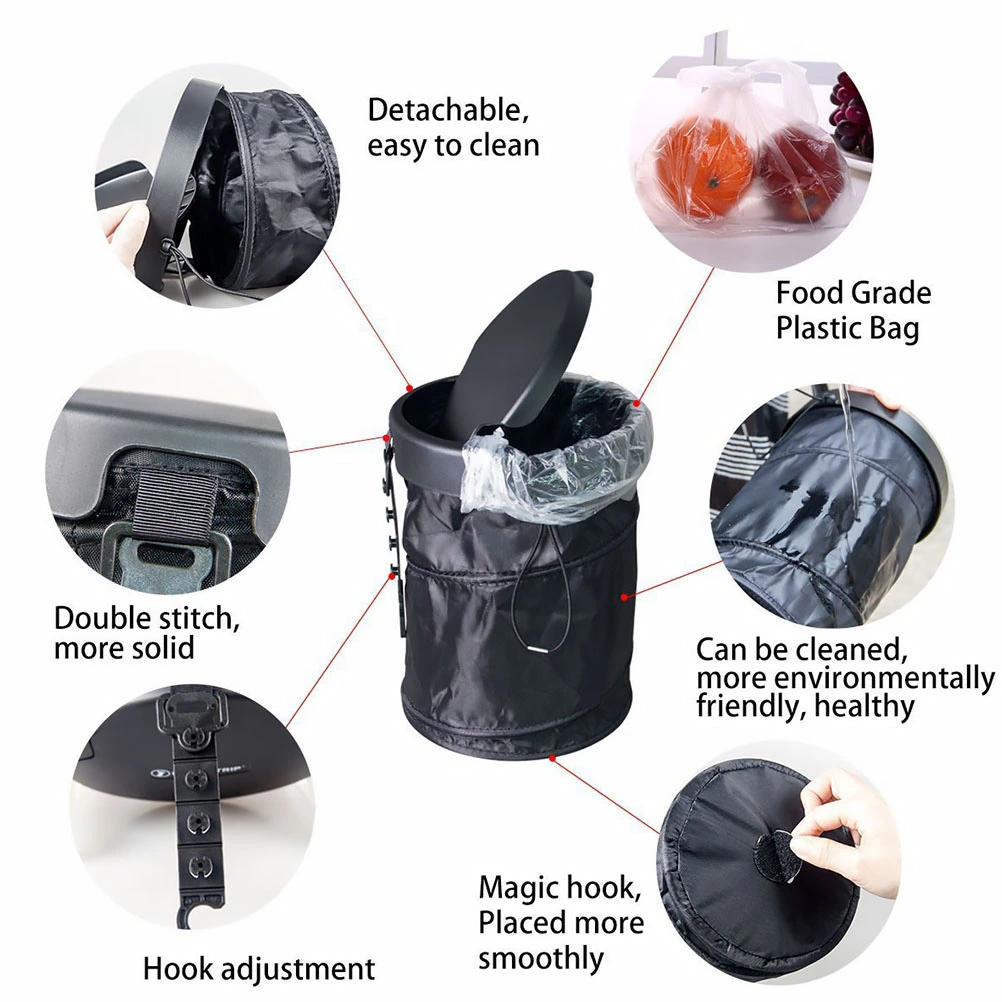 Foldable Car Waste Container Rear Seat Trash Can Storage Box for Car Auto