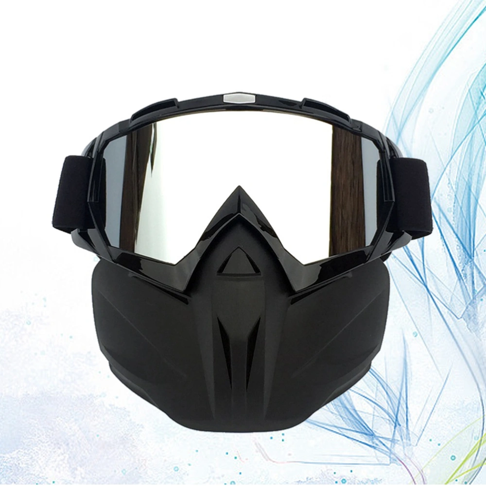 Motorcycle Helmet Riding Modular Face Mask Windproof Breathable Shield Goggles Outdoors（Black Frame Mercury Lens)