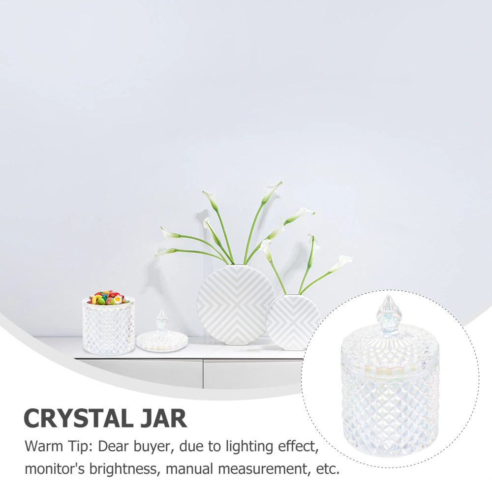 Crystal Weave Candy Box Glass Snacks Storage Container Home Decoration for House Desk Room(Colorful)